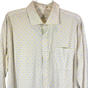 SOUTHERN PINES men size XXL long sleeve button up yellow tan floral casual shirt